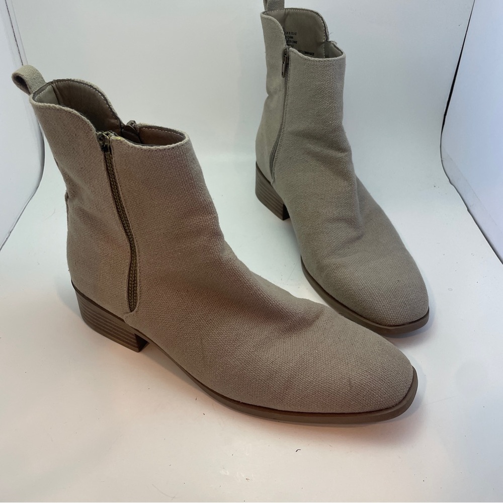 JustFab Diya Ankle Booties Grey Fabric Round Toe Boots Women's Size 11